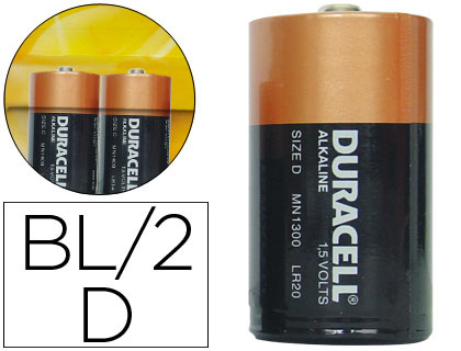 2 pilas alcalinas Duracell Plus tipo D LR20